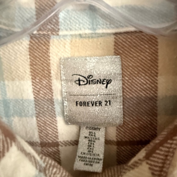 Forever 21 Plaid Disney Mickey Mouse Button Down Shirt - Brown and Cream - Picture 3 of 3